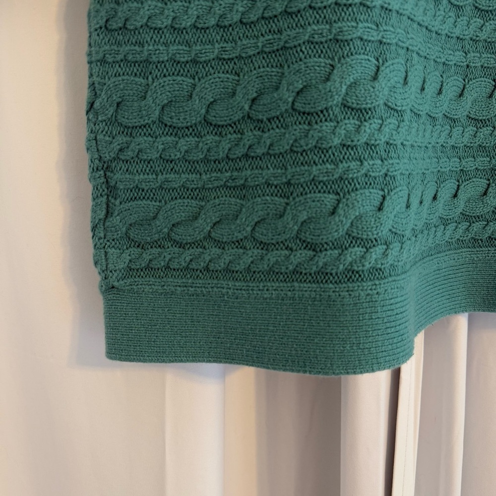 Banana Republic Cable Knit Tunic Sweater Green Dolman Sleeve Women’s Large - Picture 5 of 8